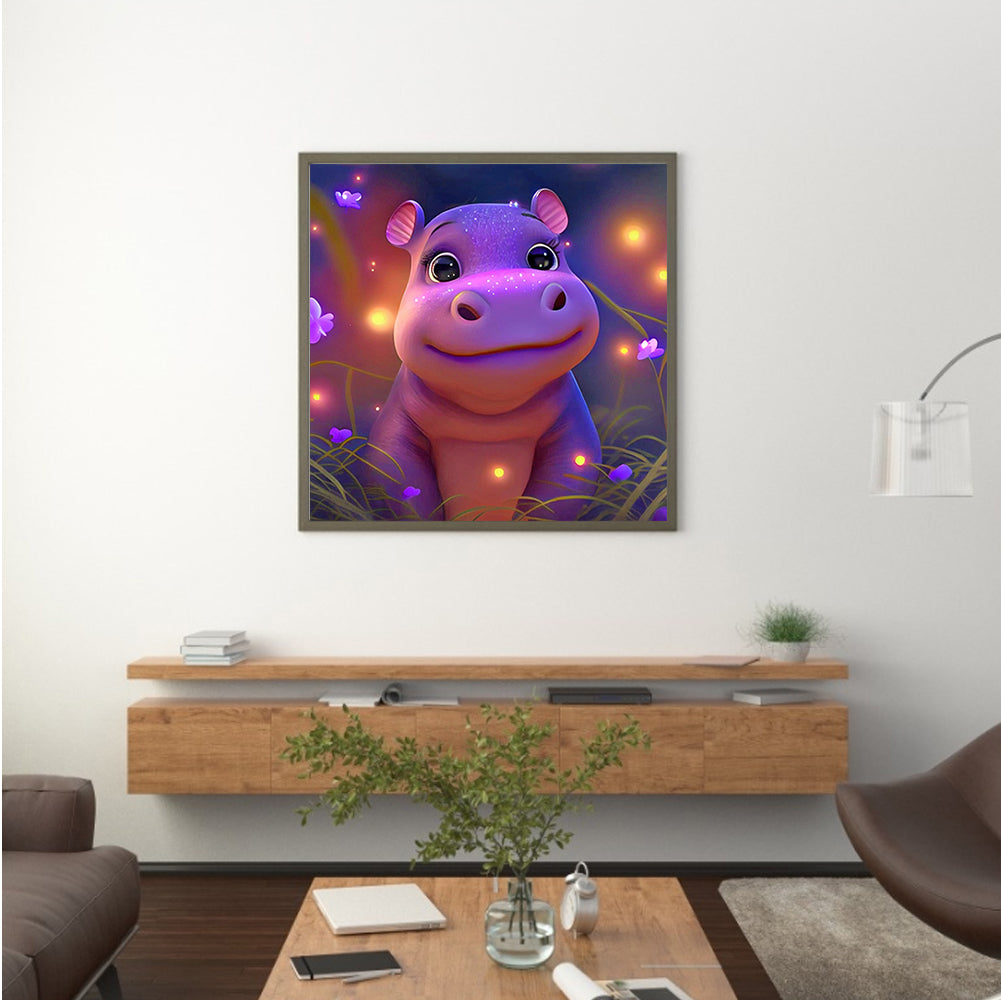 Little Hippopotamus - Full Round Drill Diamond Painting 30*30CM