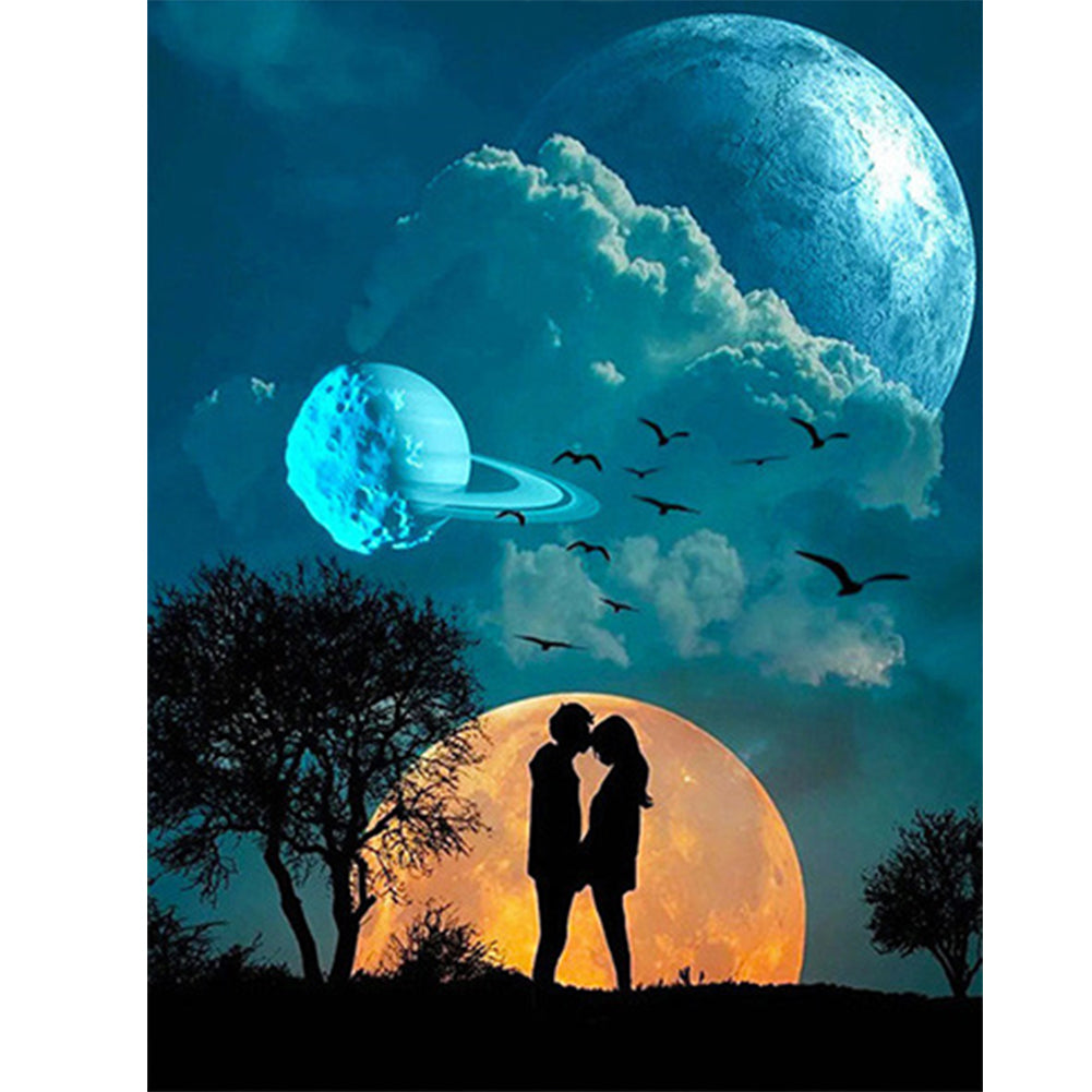 Couple Under The Moon - Full Square Drill Diamond Painting 40*50CM