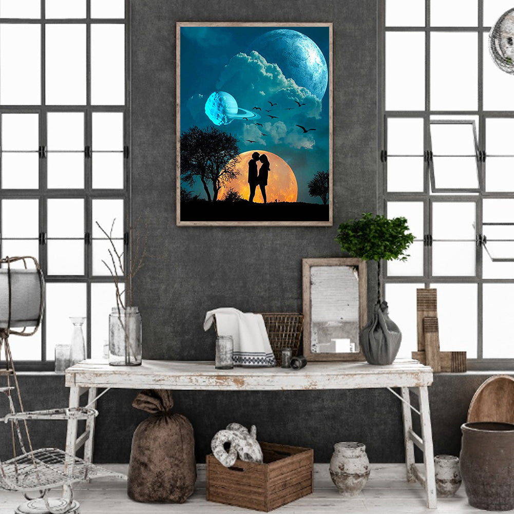 Couple Under The Moon - Full Square Drill Diamond Painting 40*50CM