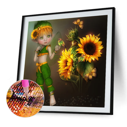 Cartoon Girl With Big Eyes - Full Round Drill Diamond Painting 30*30CM