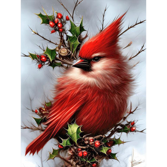 Cardinal Bird - Full Round Drill Diamond Painting 30*40CM