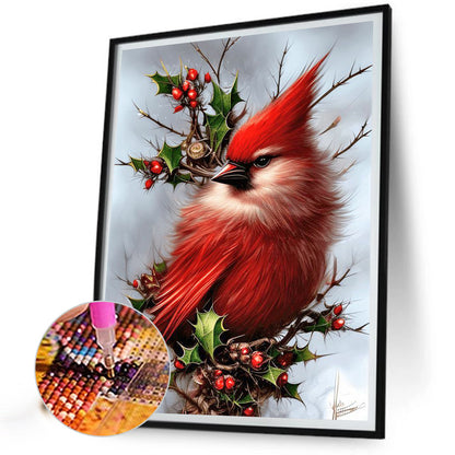 Cardinal Bird - Full Round Drill Diamond Painting 30*40CM