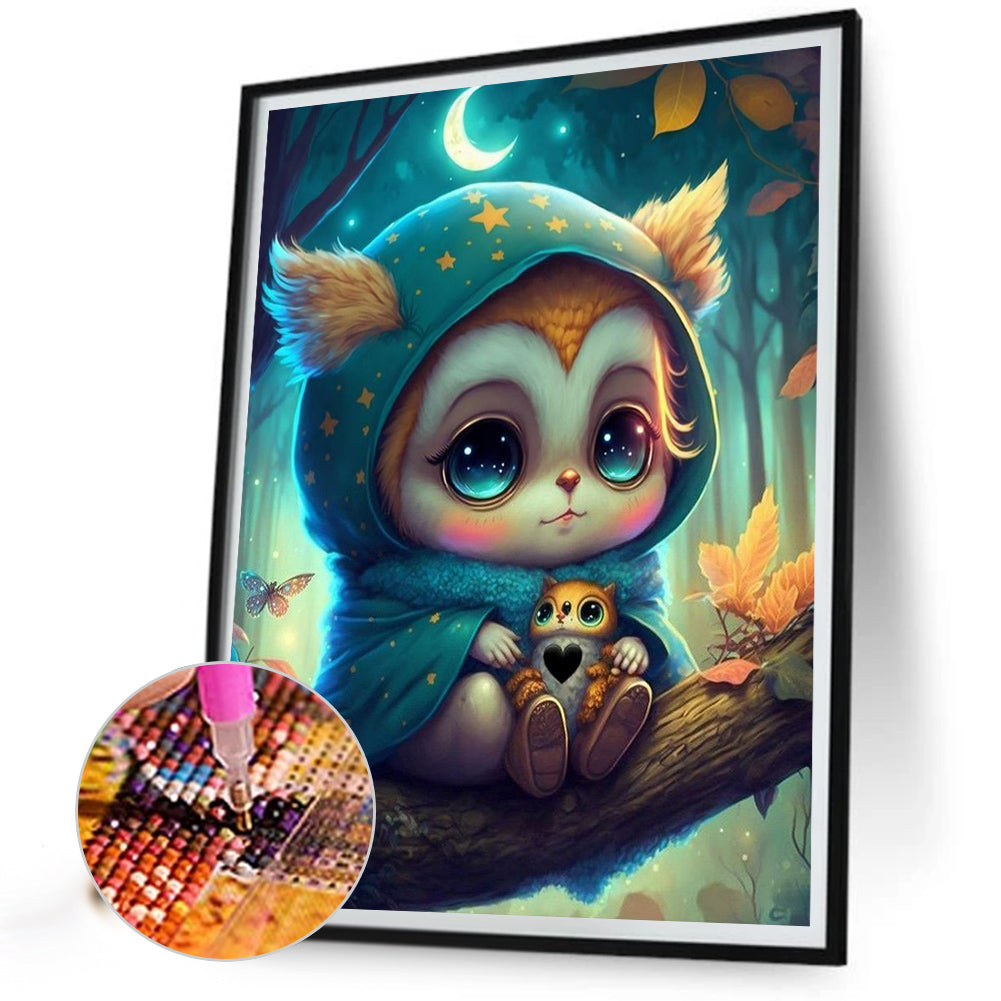 Owl - Full Round Drill Diamond Painting 30*40CM