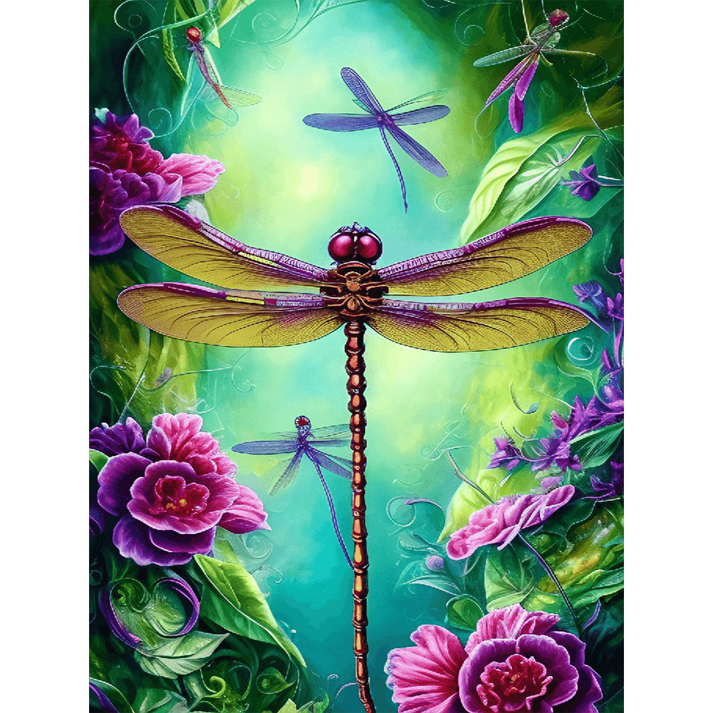 Butterfly Dragonfly - Full Round Drill Diamond Painting 30*40CM