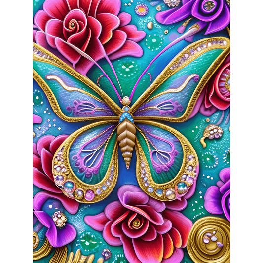 Butterfly Dragonfly - Full Round Drill Diamond Painting 30*40CM