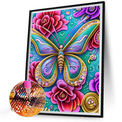 Butterfly Dragonfly - Full Round Drill Diamond Painting 30*40CM