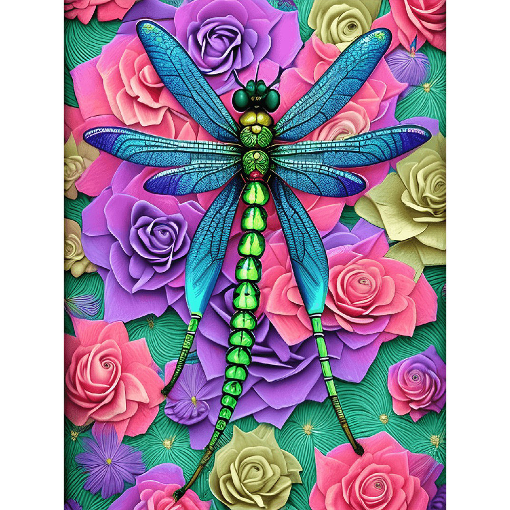 Butterfly Dragonfly - Full Round Drill Diamond Painting 30*40CM