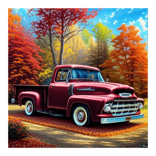 Red Classic Car - Full Round Drill Diamond Painting 30*30CM