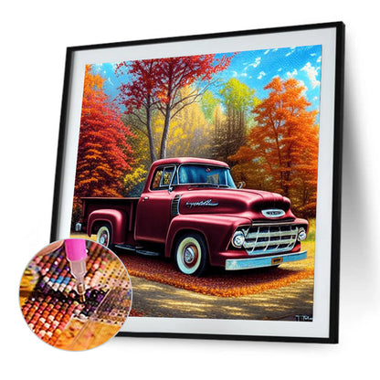 Red Classic Car - Full Round Drill Diamond Painting 30*30CM