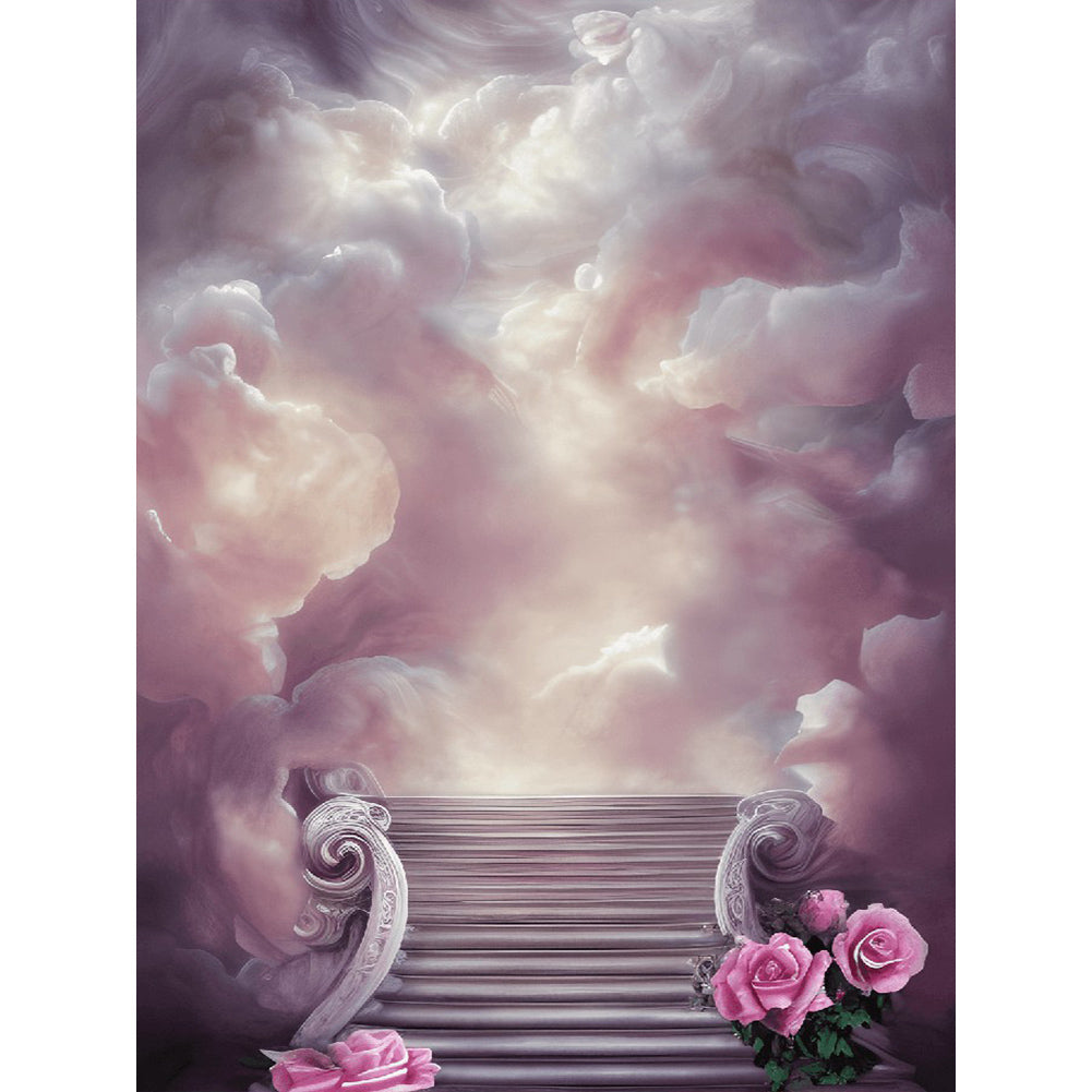 Pink Rose Ladder - Full Round Drill Diamond Painting 30*40CM