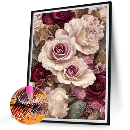 Pink Rose - Full Round Drill Diamond Painting 30*40CM