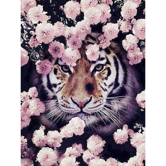 Tiger In Cherry Blossom - Full Square Drill Diamond Painting 40*50CM