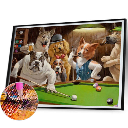 Dog Playing Poker - Full Round Drill Diamond Painting 50*40CM