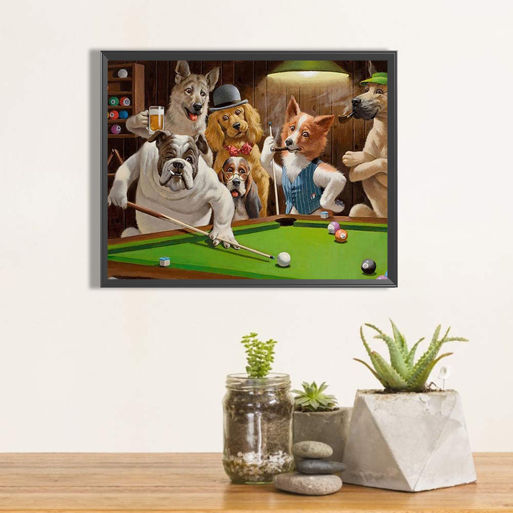 Dog Playing Poker - Full Round Drill Diamond Painting 50*40CM