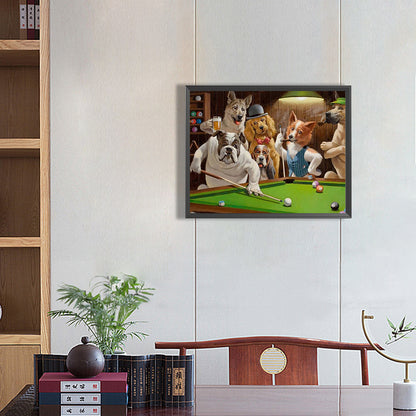 Dog Playing Poker - Full Round Drill Diamond Painting 50*40CM