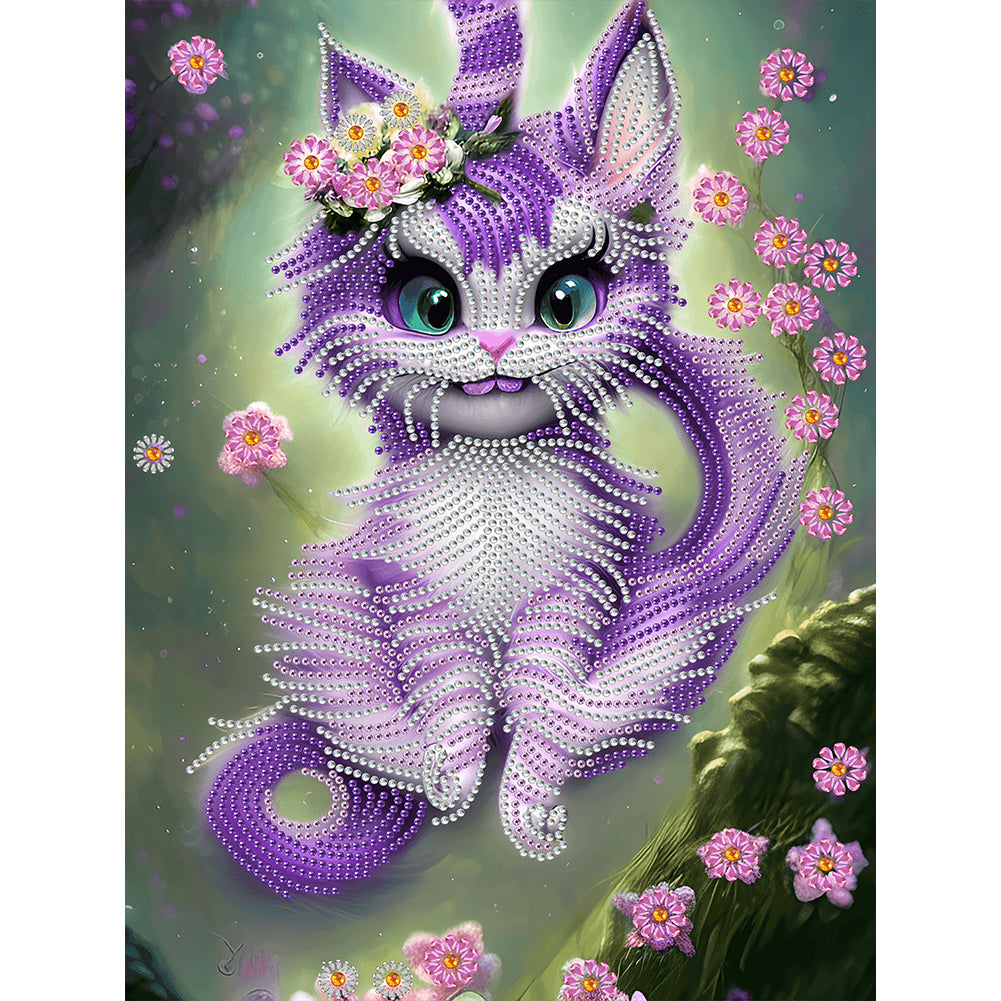 Purple Cheshire Cat - Special Shaped Drill Diamond Painting 30*40CM