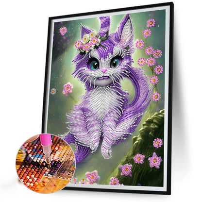 Purple Cheshire Cat - Special Shaped Drill Diamond Painting 30*40CM