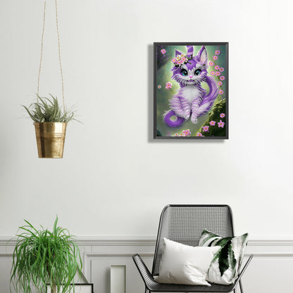 Purple Cheshire Cat - Special Shaped Drill Diamond Painting 30*40CM