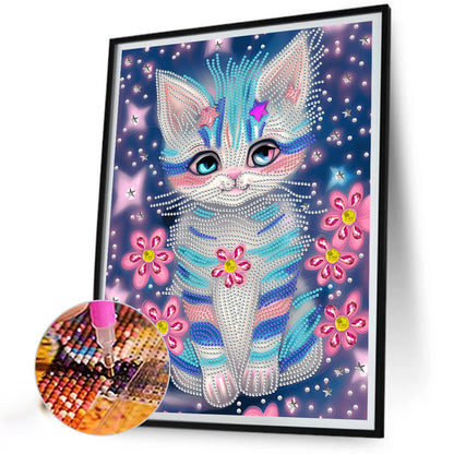 Blue Kitten - Special Shaped Drill Diamond Painting 30*40CM