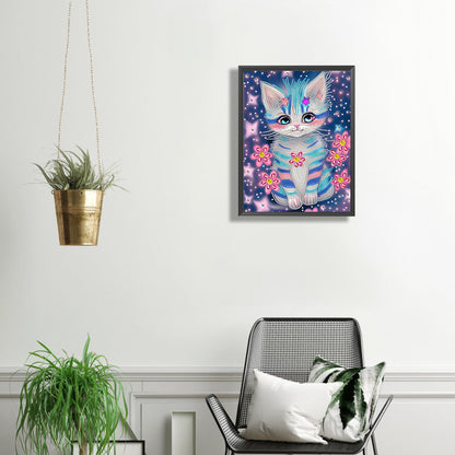 Blue Kitten - Special Shaped Drill Diamond Painting 30*40CM