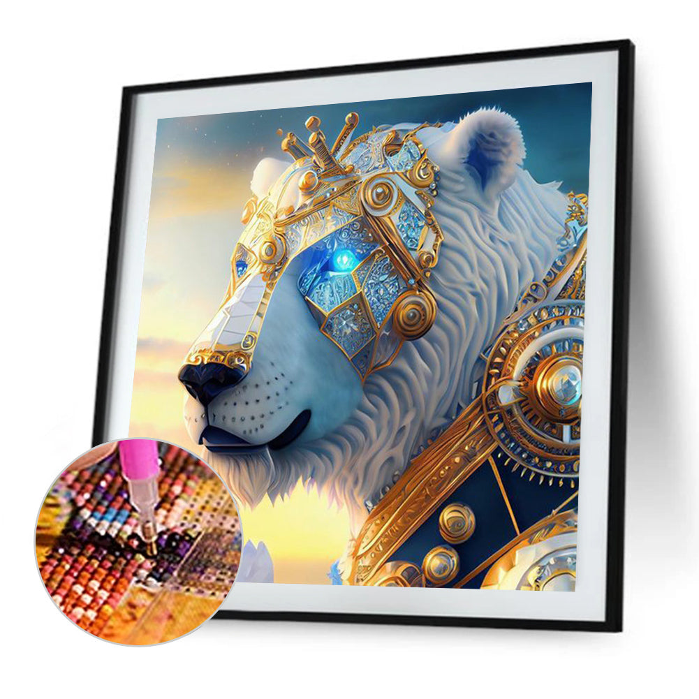 Metal Sapphire White Bear - Full Round Drill Diamond Painting 30*30CM