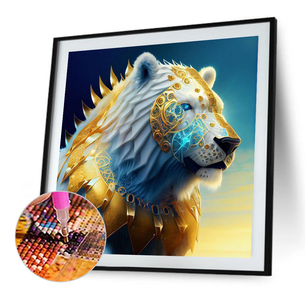 Metal Sapphire White Bear - Full Round Drill Diamond Painting 30*30CM