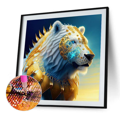 Metal Sapphire White Bear - Full Round Drill Diamond Painting 30*30CM