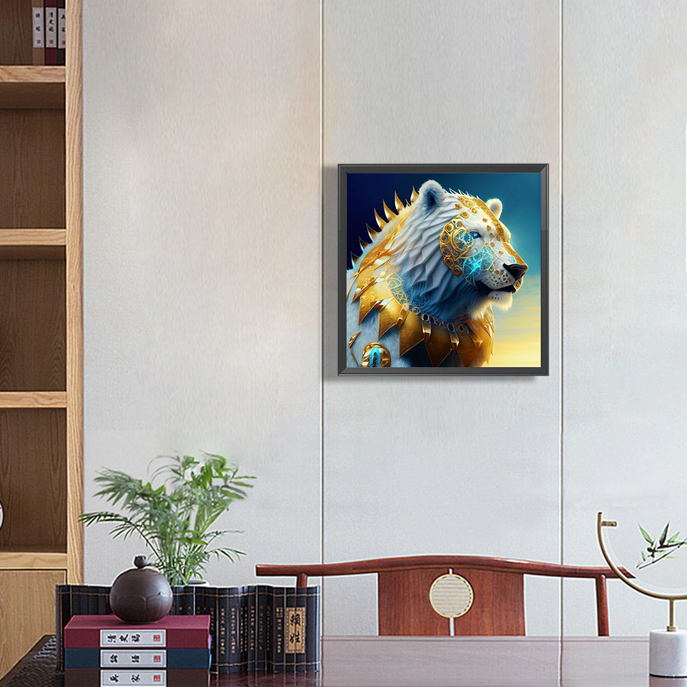 Metal Sapphire White Bear - Full Round Drill Diamond Painting 30*30CM