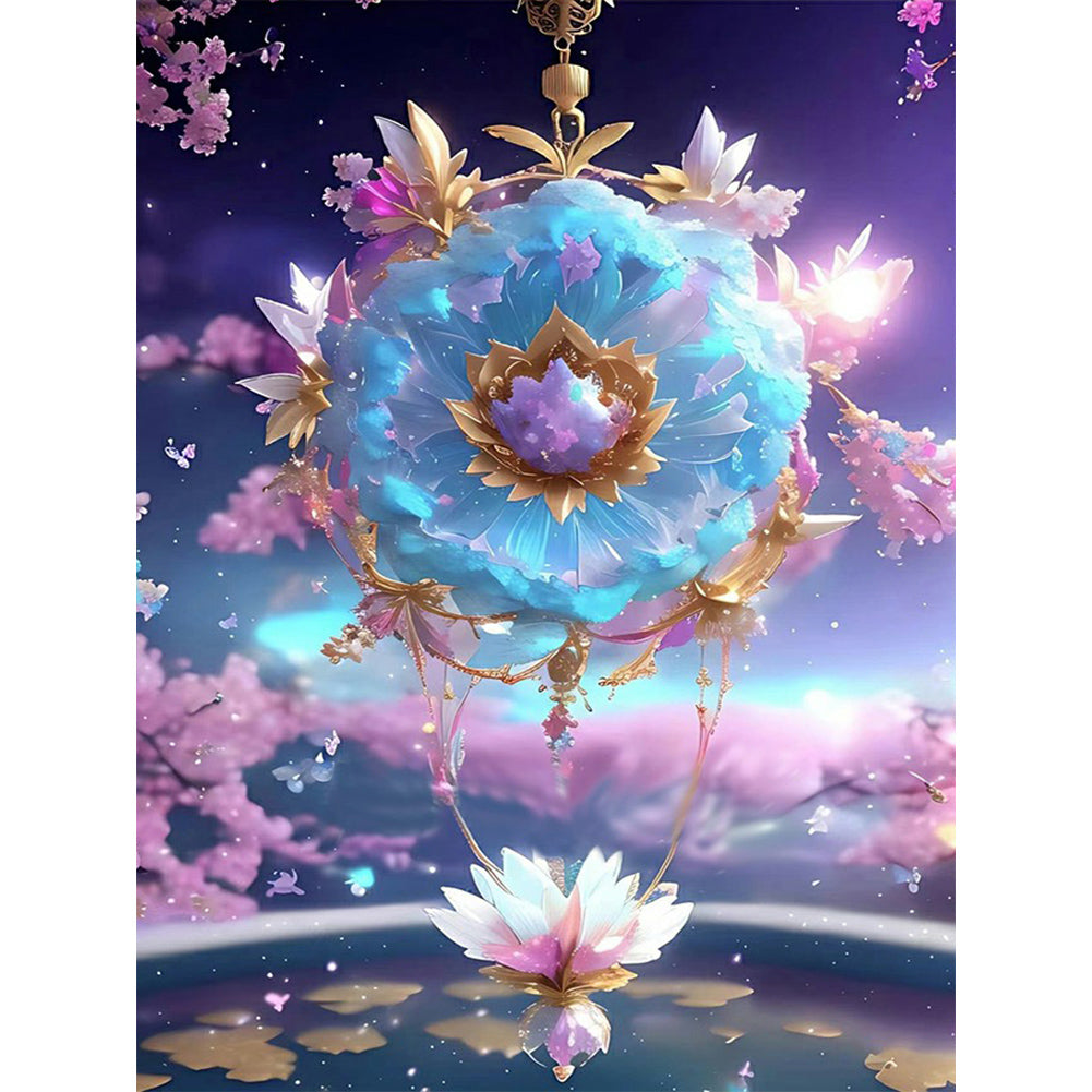 Romantic Flowers Purple Wind Chimes - Full Round Drill Diamond Painting 30*40CM