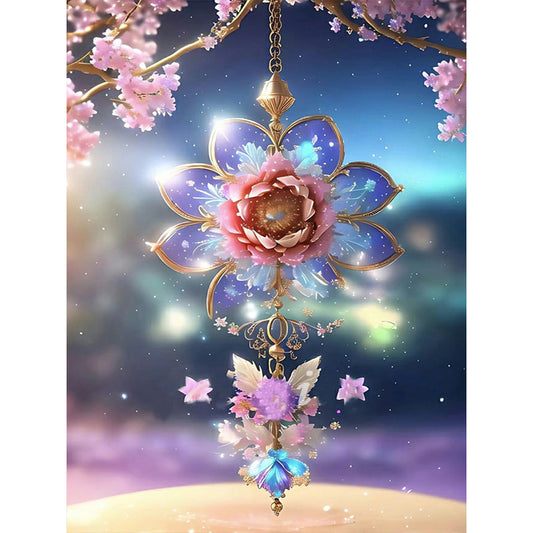 Romantic Flowers Purple Wind Chimes - Full Round Drill Diamond Painting 30*40CM
