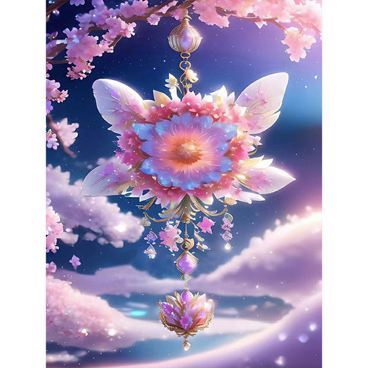 Romantic Flowers Purple Wind Chimes - Full Round Drill Diamond Painting 30*40CM
