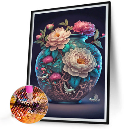 Gorgeous Vase Of Peonies - Full Round Drill Diamond Painting 30*40CM