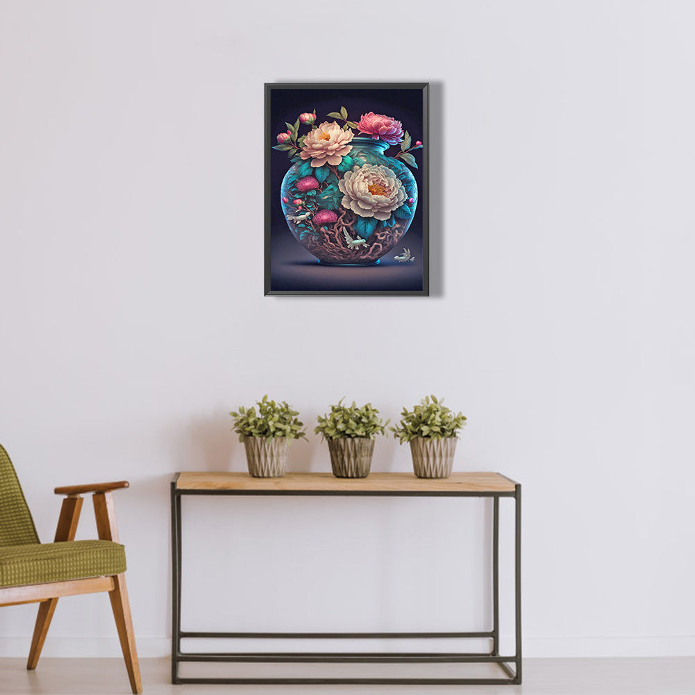 Gorgeous Vase Of Peonies - Full Round Drill Diamond Painting 30*40CM