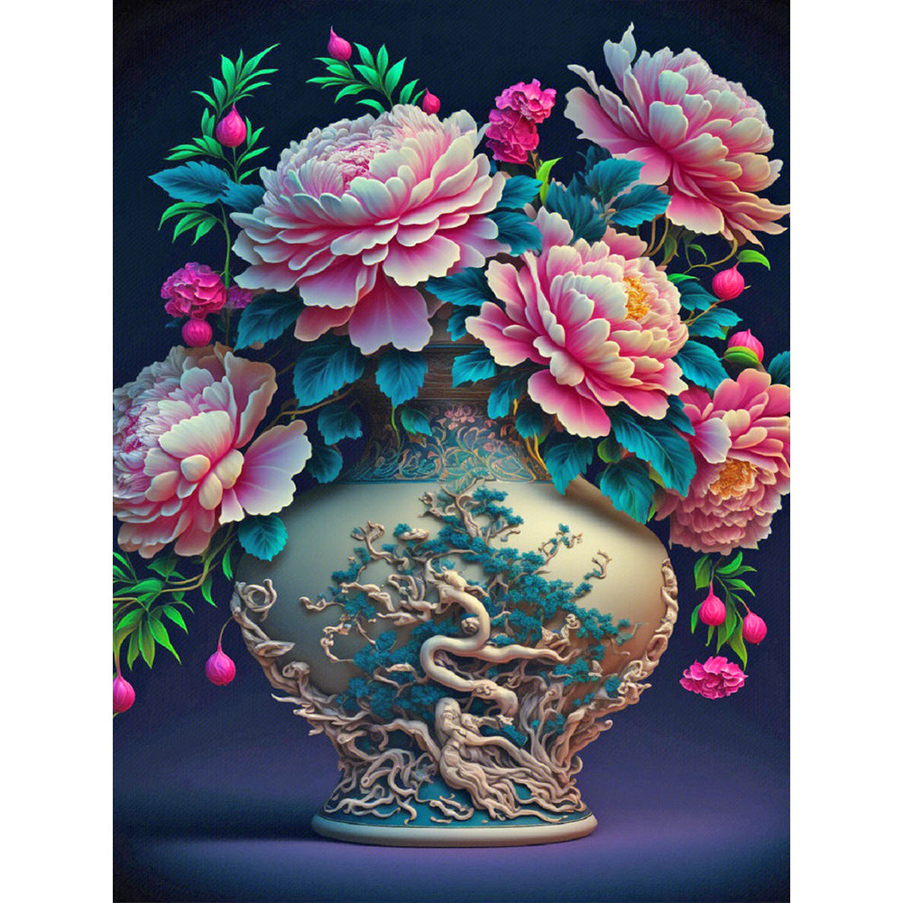 Gorgeous Vase Of Peonies - Full Round Drill Diamond Painting 30*40CM