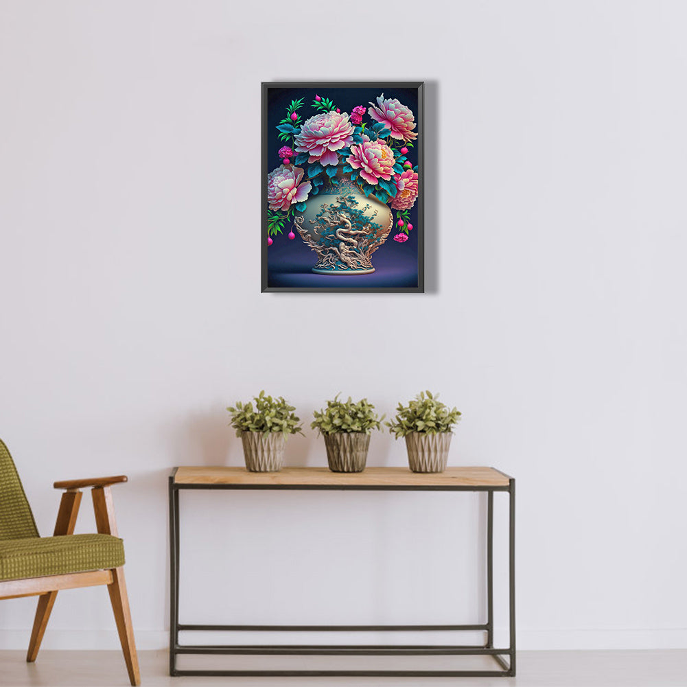 Gorgeous Vase Of Peonies - Full Round Drill Diamond Painting 30*40CM