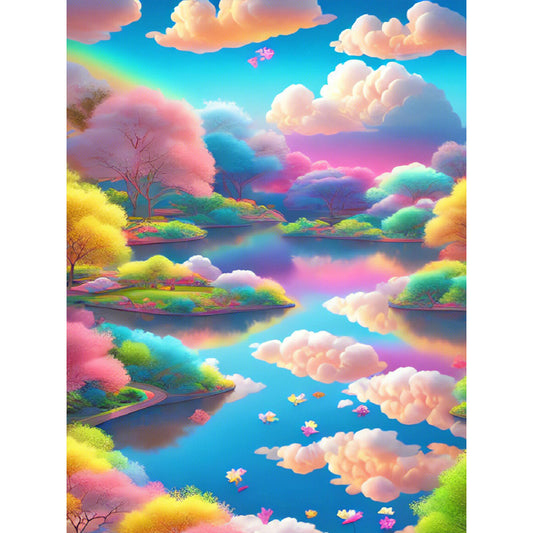 Rainbow Clouds - Full Round Drill Diamond Painting 30*40CM