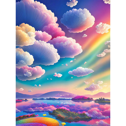 Rainbow Clouds - Full Round Drill Diamond Painting 30*40CM