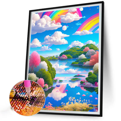 Rainbow Clouds - Full Round Drill Diamond Painting 30*40CM