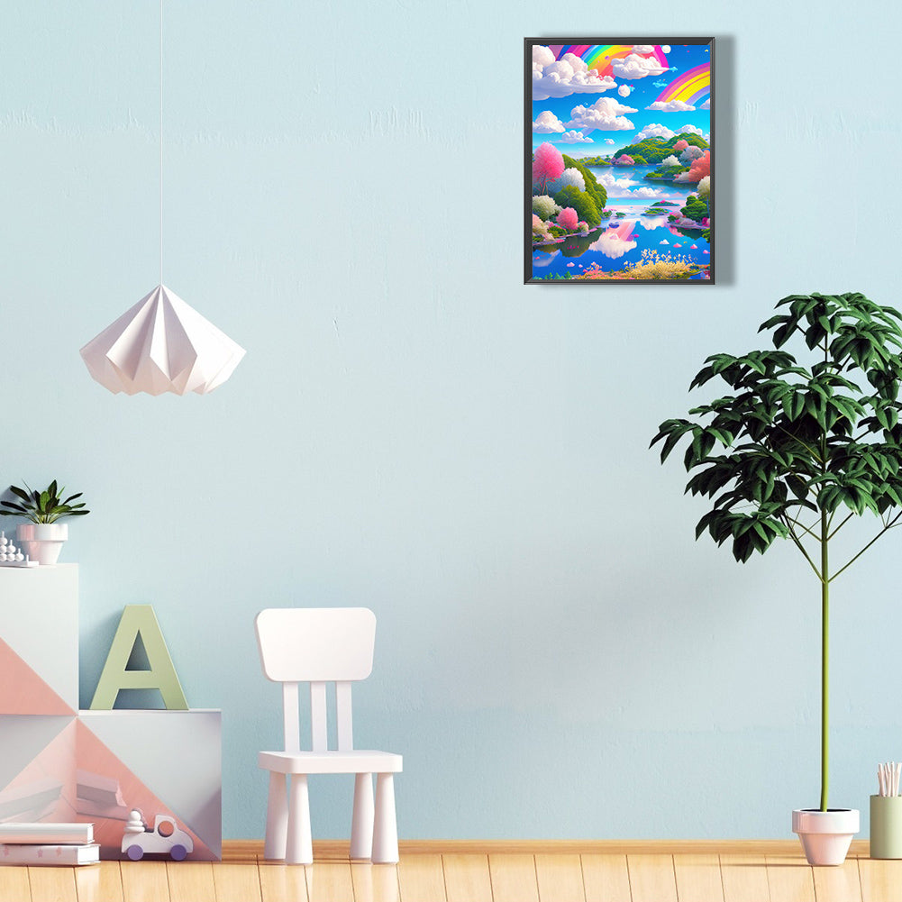 Rainbow Clouds - Full Round Drill Diamond Painting 30*40CM
