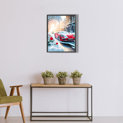 Snow Red Sports Car - Full Round Drill Diamond Painting 30*40CM