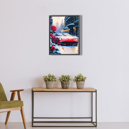 Snow Red Sports Car - Full Round Drill Diamond Painting 30*40CM