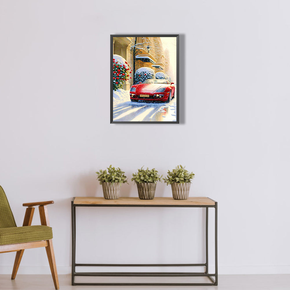 Snow Red Sports Car - Full Round Drill Diamond Painting 30*40CM