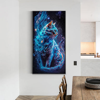 Blue Starry Smoke Cat-O640*70cm(canvas) full-round drill diamond painting