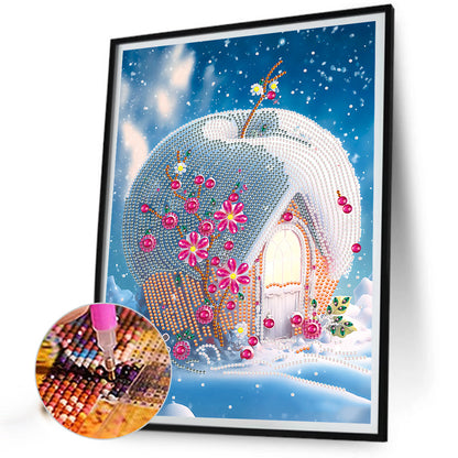 Fairy Tale Cottage With Beautiful Grass And Trees-O630*40cm(canvas) -special shaped drill diamond painting