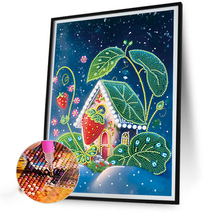 Fairy Tale Cottage With Beautiful Grass And Trees - Special Shaped Drill Diamond Painting 30*40CM