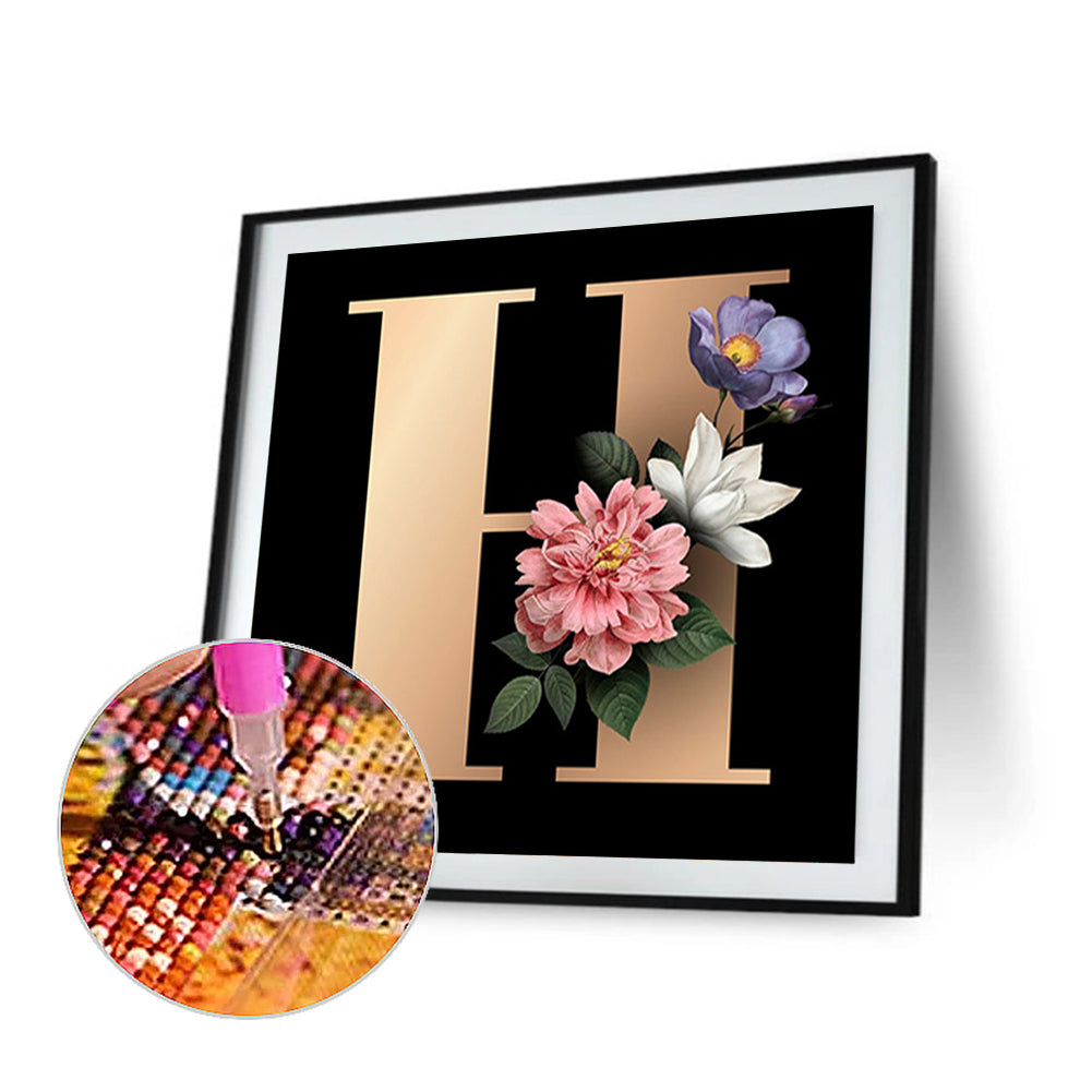 Letter H - Full Square Drill Diamond Painting 45*45CM