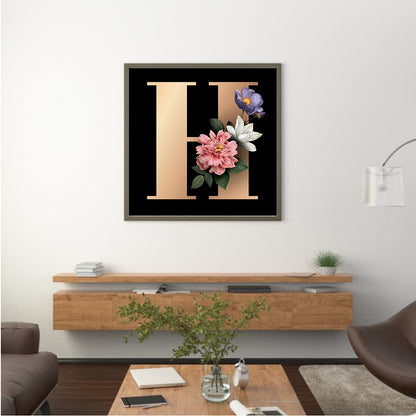 Letter H - Full Square Drill Diamond Painting 45*45CM