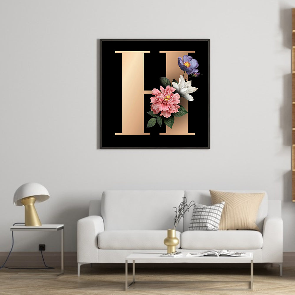 Letter H - Full Square Drill Diamond Painting 45*45CM