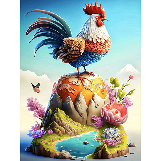 Rooster Independence - Full Round Drill Diamond Painting 30*40CM