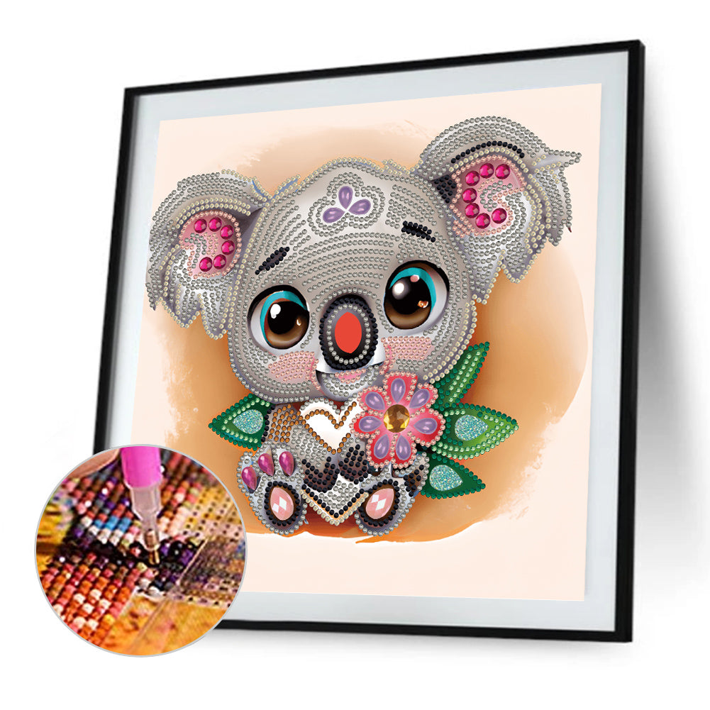 Cartoon Koala Holding Love - Special Shaped Drill Diamond Painting 30*30CM